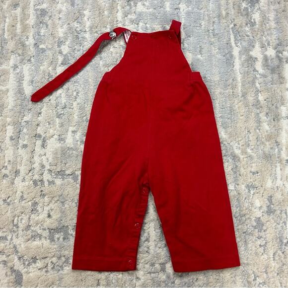 Vintage 70s Red Buster Brown Red Cotton Overalls 6-9 month - Picture 1 of 5